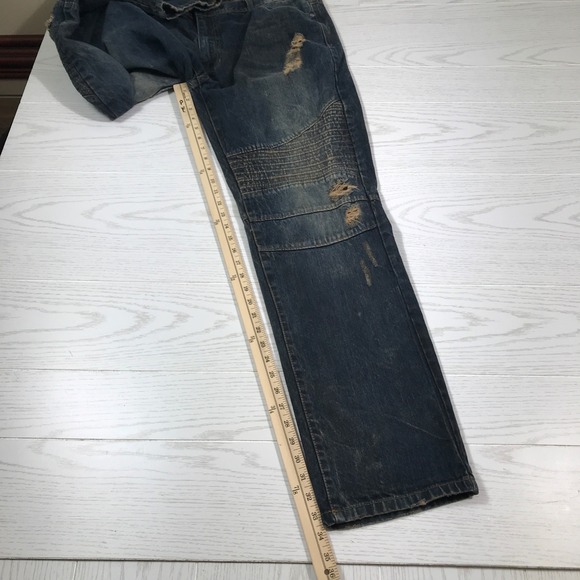 Southpole Moto Biker Jeans Men 40x34 Blue Grunge Distressed 100% Cotton Y2K - Picture 6 of 13